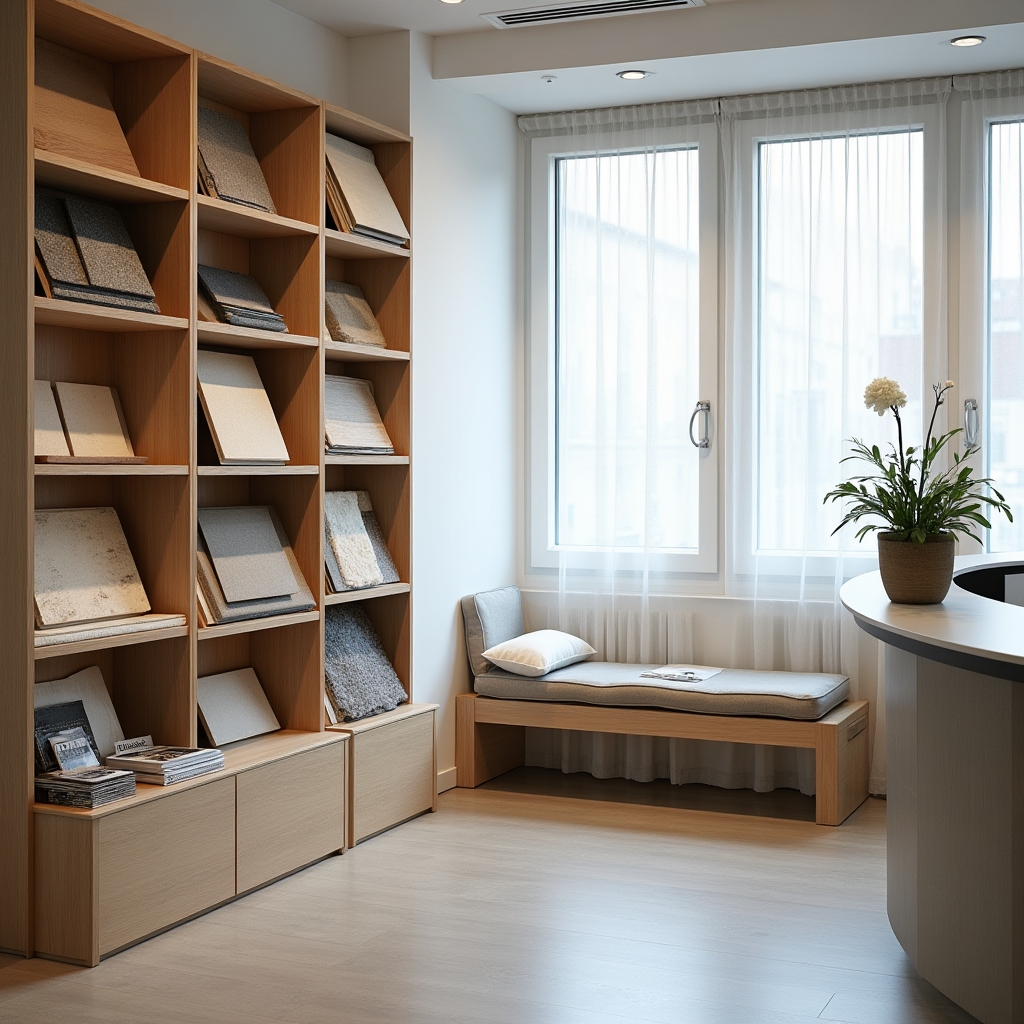 Empfangsbereich der Büroräume in der Dircksenstraße mit Materialregal